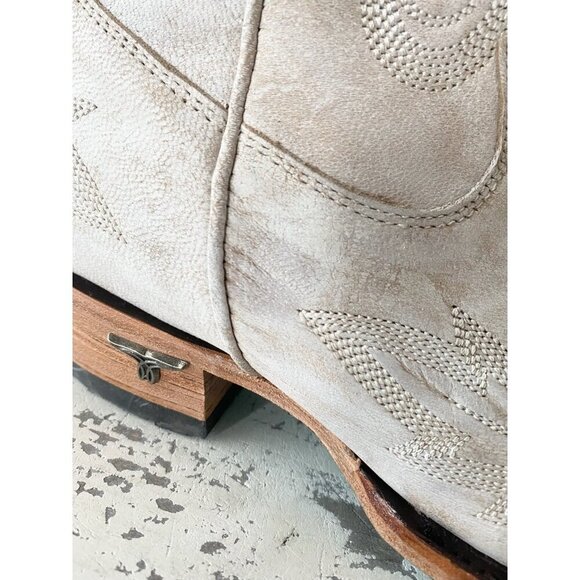 Lane LEXINGTON Over the Knee Womens Cowboy Boots 6 White Western Cowgirl Lace Up - Picture 9 of 12